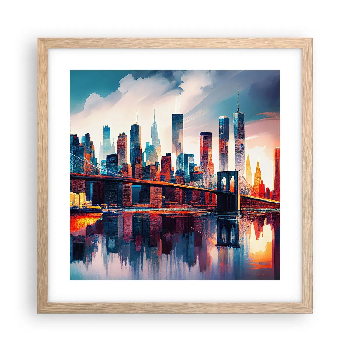 Plagát v ráme zo svetlého duba - Famózny New York - 40x40 cm