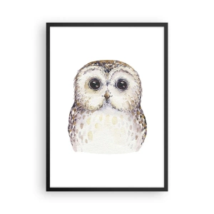 Plagát v čiernom ráme - Očarujúci akvarelový portrét sovy - 50x70cm - Pozri sa mi do očí - Moderná nástenná dekorácia do obývacej izby a spálne ARTTOR