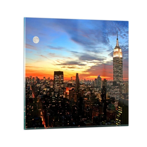 Obraz na skle - Žiarivá americká noc  - 30x30 cm