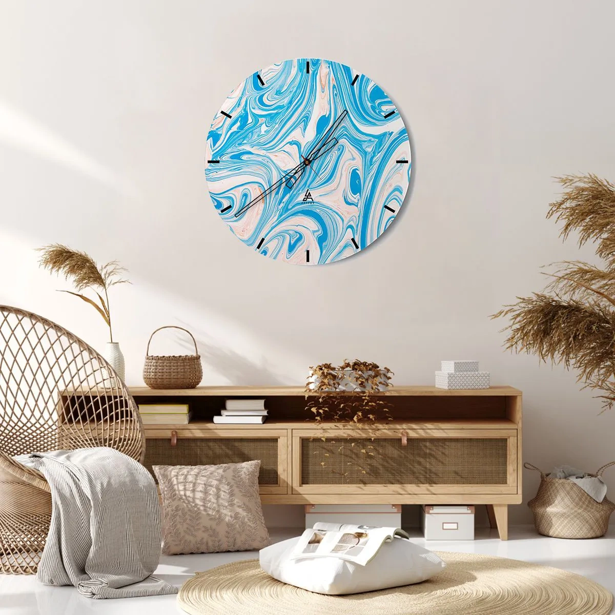 Nástenné hodiny - Abstraktný bazén v odtieňoch tyrkysovej a bielej - 30x30cm - Lagúna v tyrkyse - Moderná nástenná dekorácia do obývacej izby, kuchyne a spálne ARTTOR
