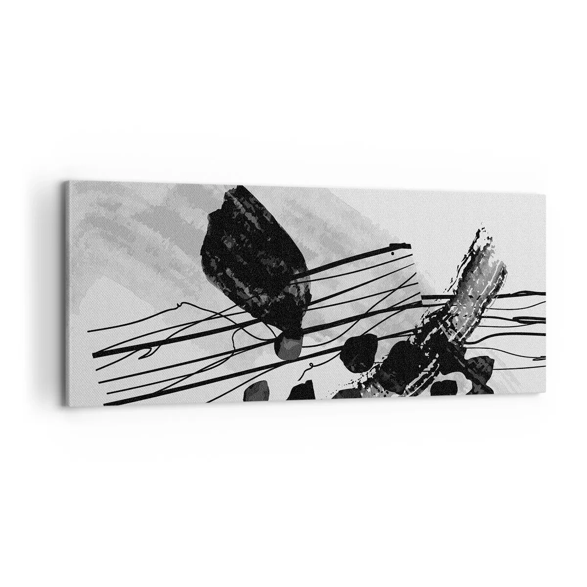 Obraz na plátne - Čiernobiela organická abstrakcia - 100x40 cm