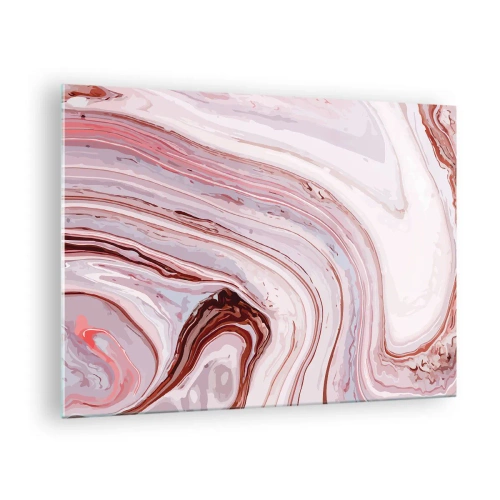 Obraz na skle - Mramorový vzor v odtieňoch ružovej a hnedej - 70x50cm - Rovno, potom vpravo dole - Moderná nástenná dekorácia do obývacej izby a spálne ARTTOR