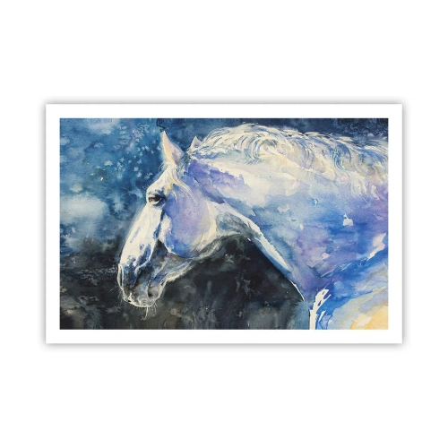 Plagát - Portrét v modrej žiare - 91x61 cm