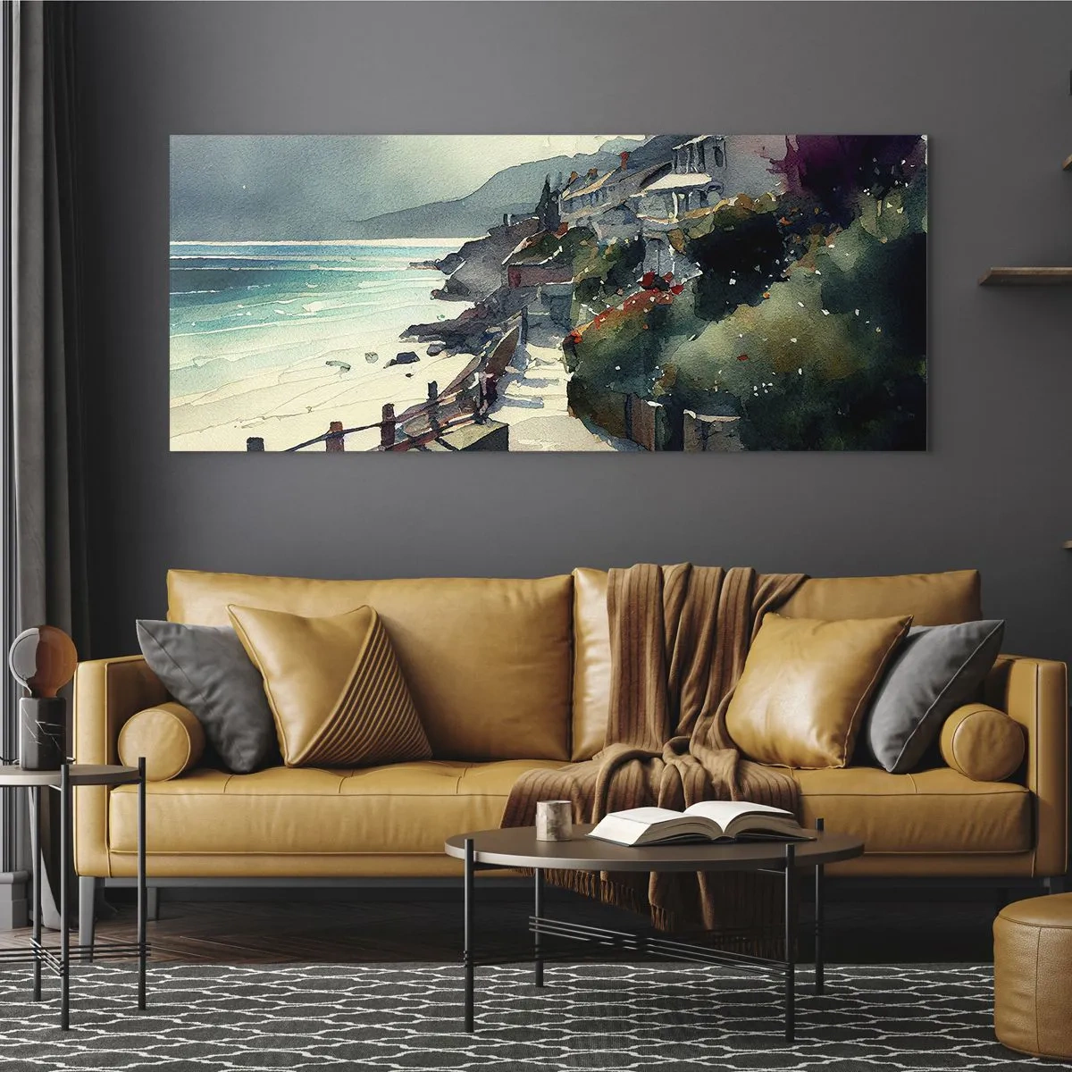 Obraz na skle - Stredomorské mestečko - 100x40 cm