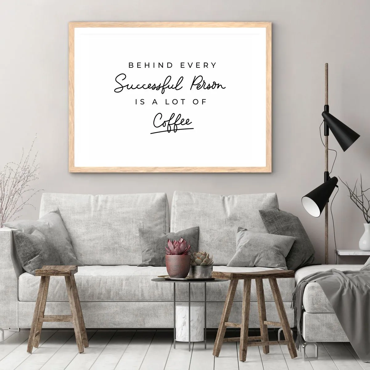 Plagát v ráme zo svetlého duba - Tajomstvo úspechu - 70x50 cm