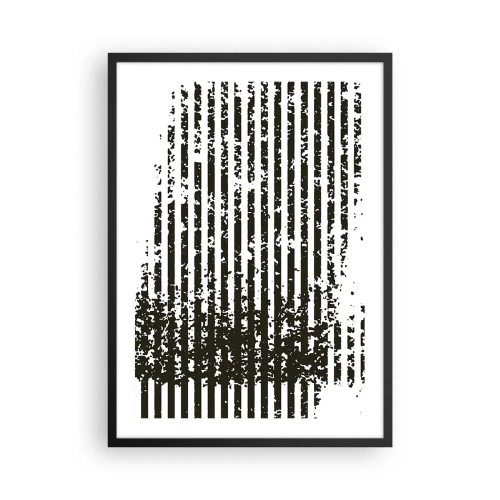 Plagát v čiernom ráme - Abstraktný vzor s čiarami a textúrou - 50x70cm - Rytmus a šum - Moderná nástenná dekorácia do obývacej izby a spálne ARTTOR