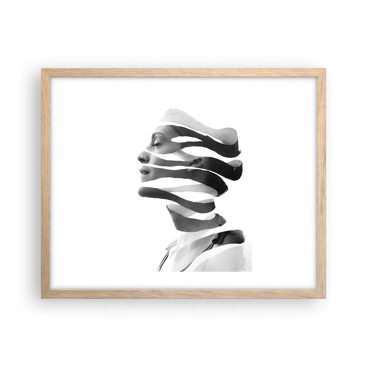 Plagát v ráme zo svetlého duba - Surrealistický portrét - 50x40 cm