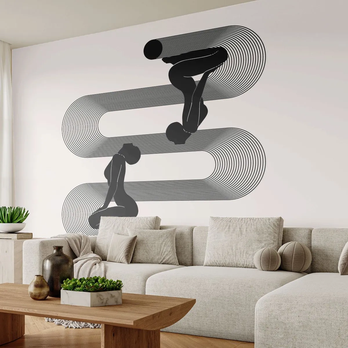Fototapeta Premium Canvas - Zmyselná symetria - ženy, Čiary, Meditácia - 250x175 cm