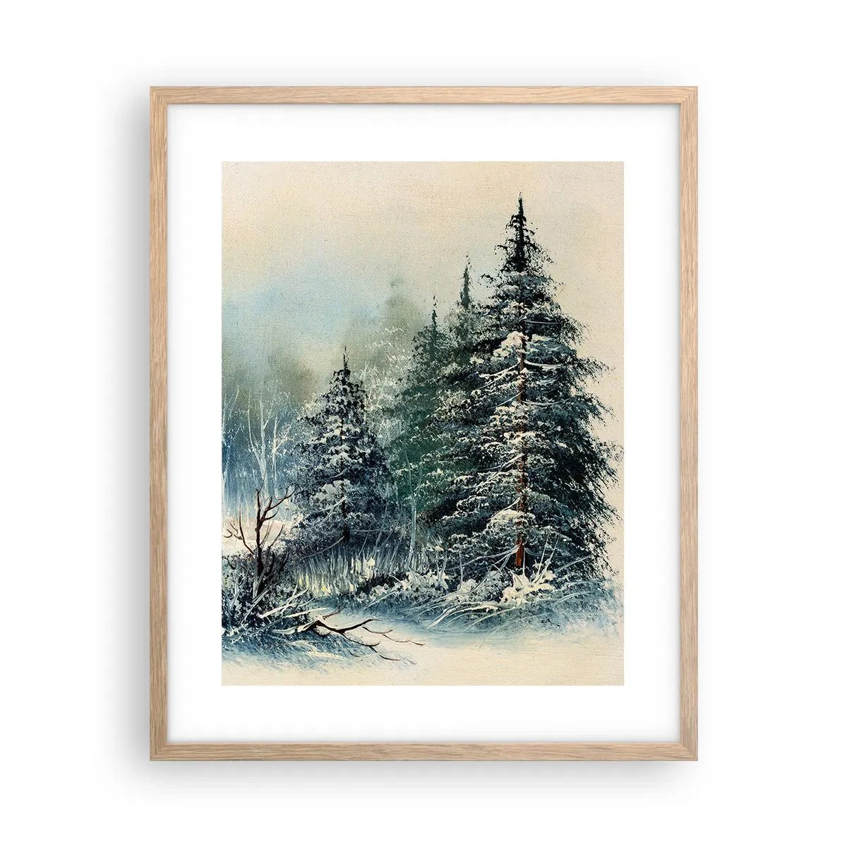 Plagát v ráme zo svetlého duba - Pripravenie na Vianoce - 40x50 cm
