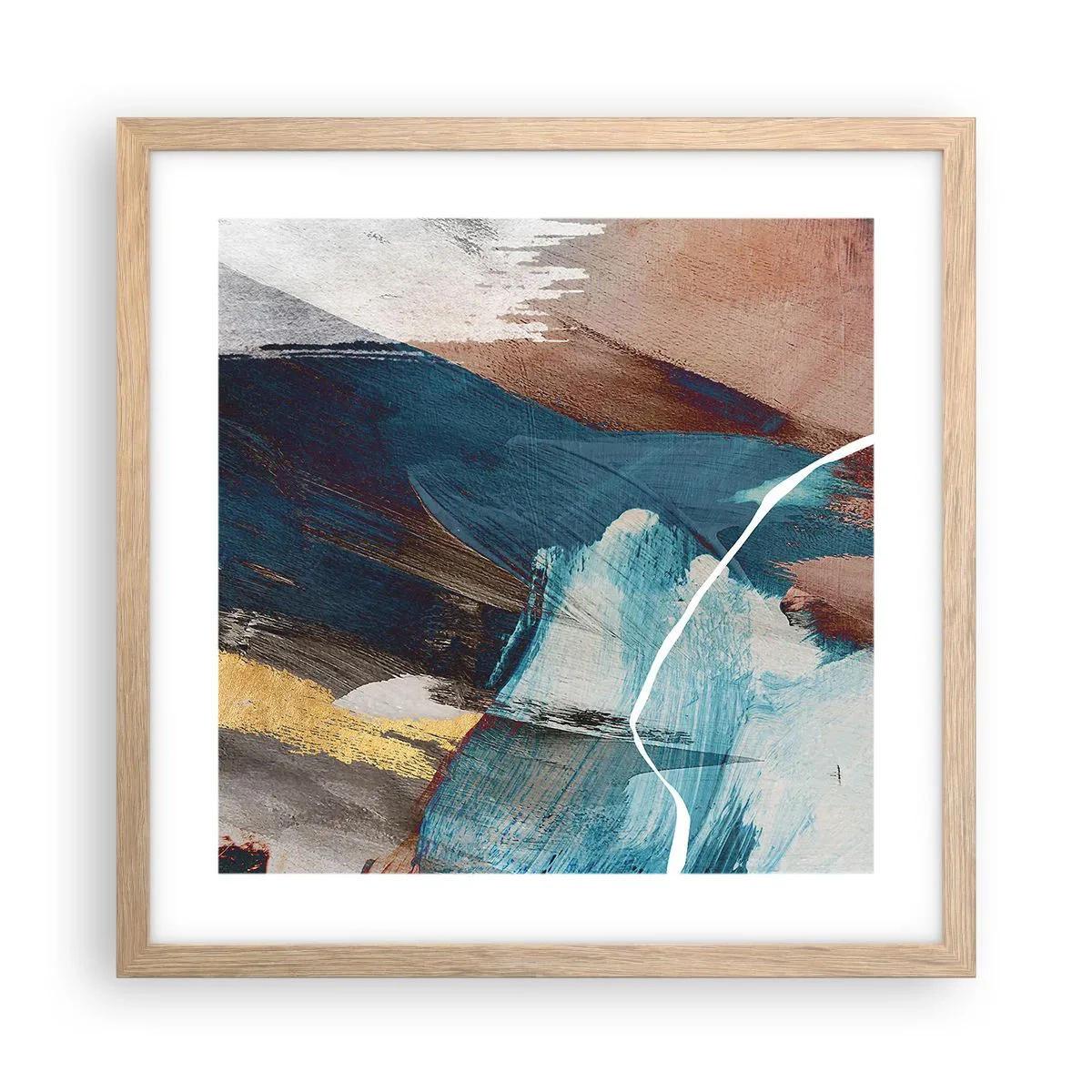 Plagát v ráme zo svetlého duba - Na plno a s energiou - 40x40 cm