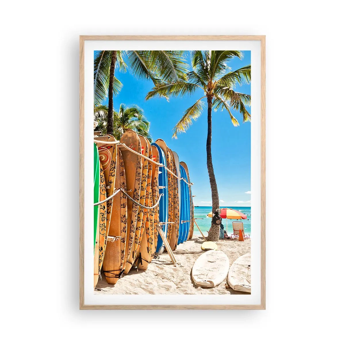 Plagát v ráme zo svetlého duba - Slnečná zábava - 61x91 cm