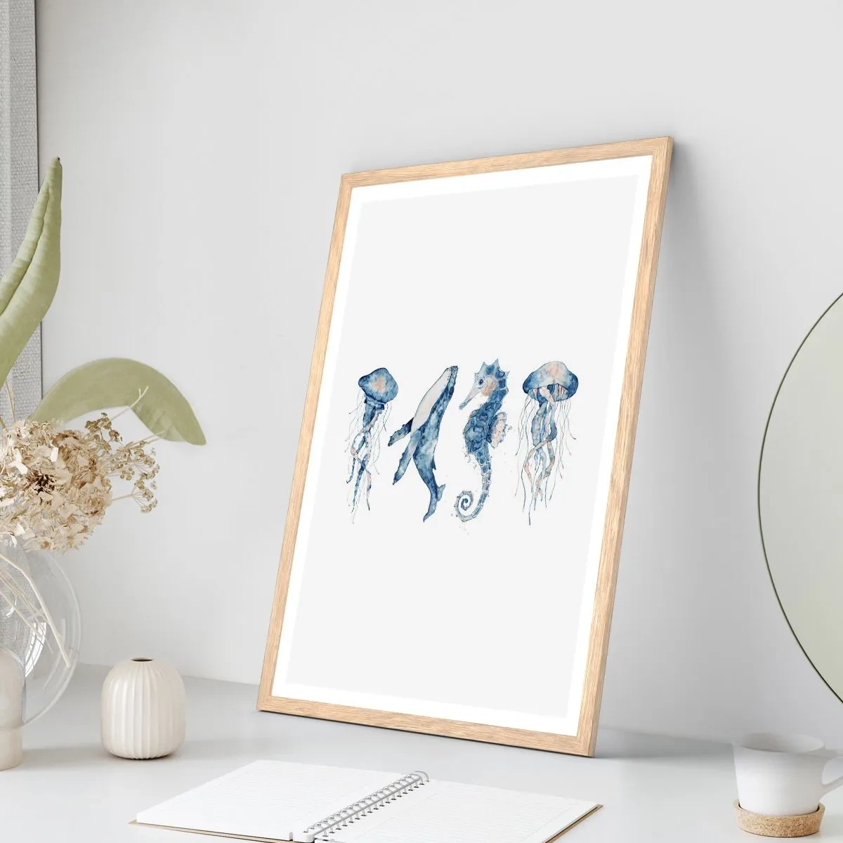 Plagát v ráme zo svetlého duba - Morská divočina - 40x50 cm