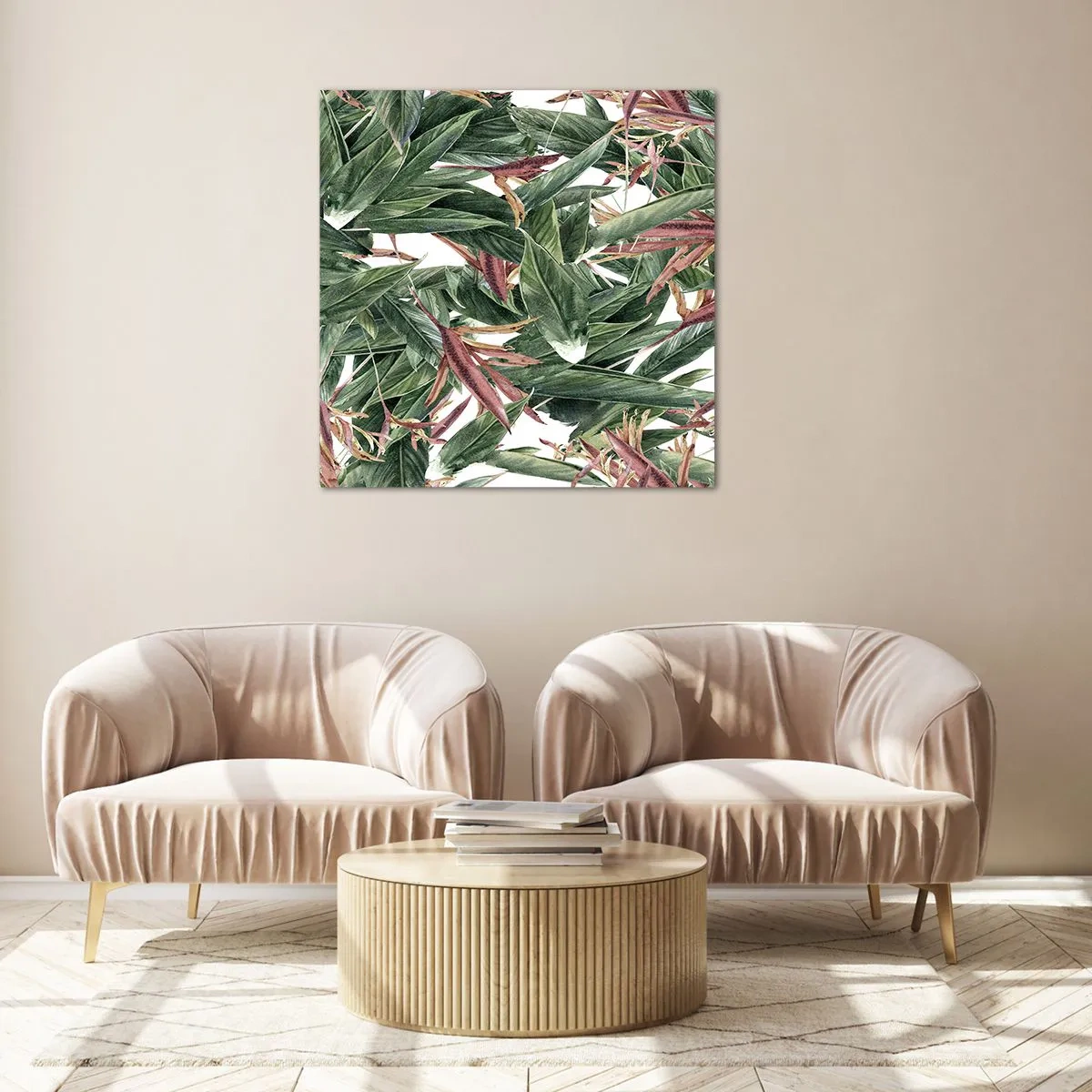 Obraz na skle - Smaragdovo-ľaliové húštie - 50x50 cm