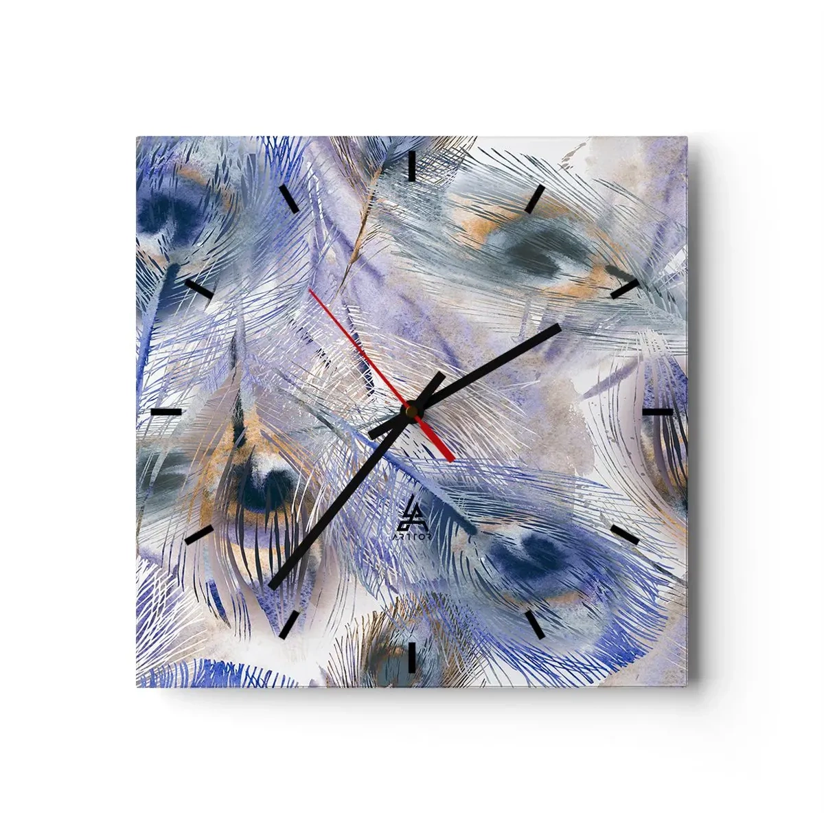 Nástenné hodiny - Kompozícia pávieho oka - 30x30 cm