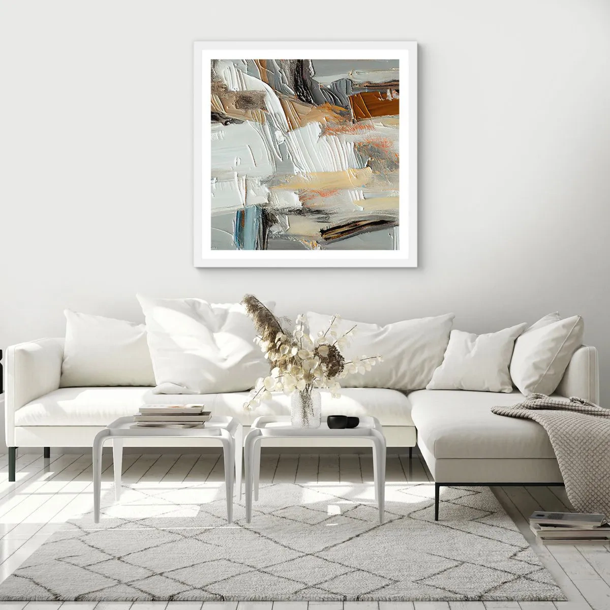Plagát v bielom ráme - Farebné nahromadenie - 30x30 cm