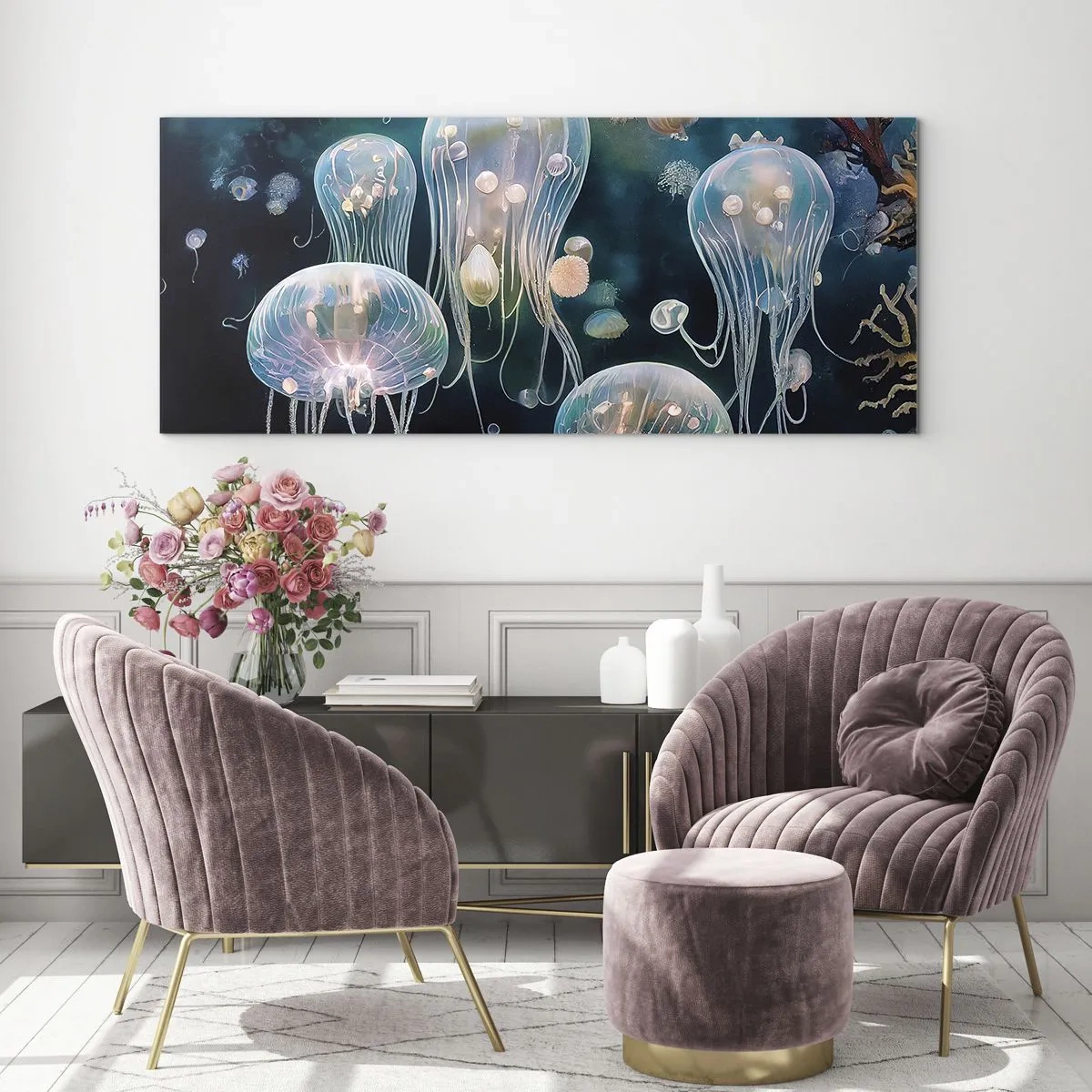 Obraz na skle - Podvodný ples - 140x50 cm