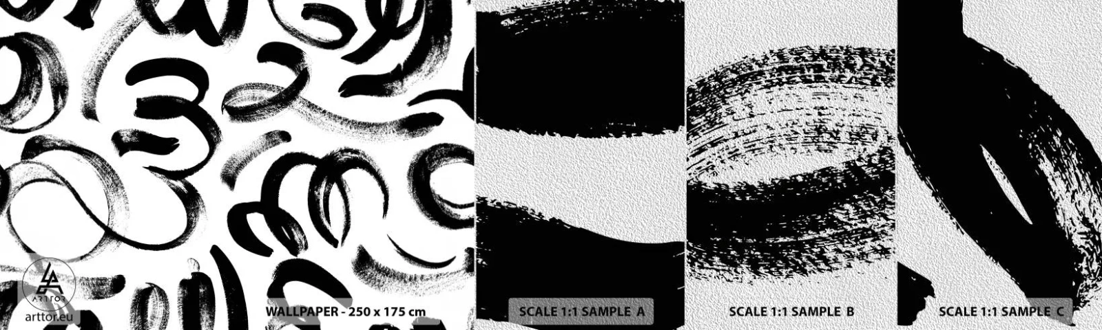 Vzorka fototapety Premium Sand - Čierne na bielom - Moderné umenie, Modernosť, Vzory - 100x30 cm