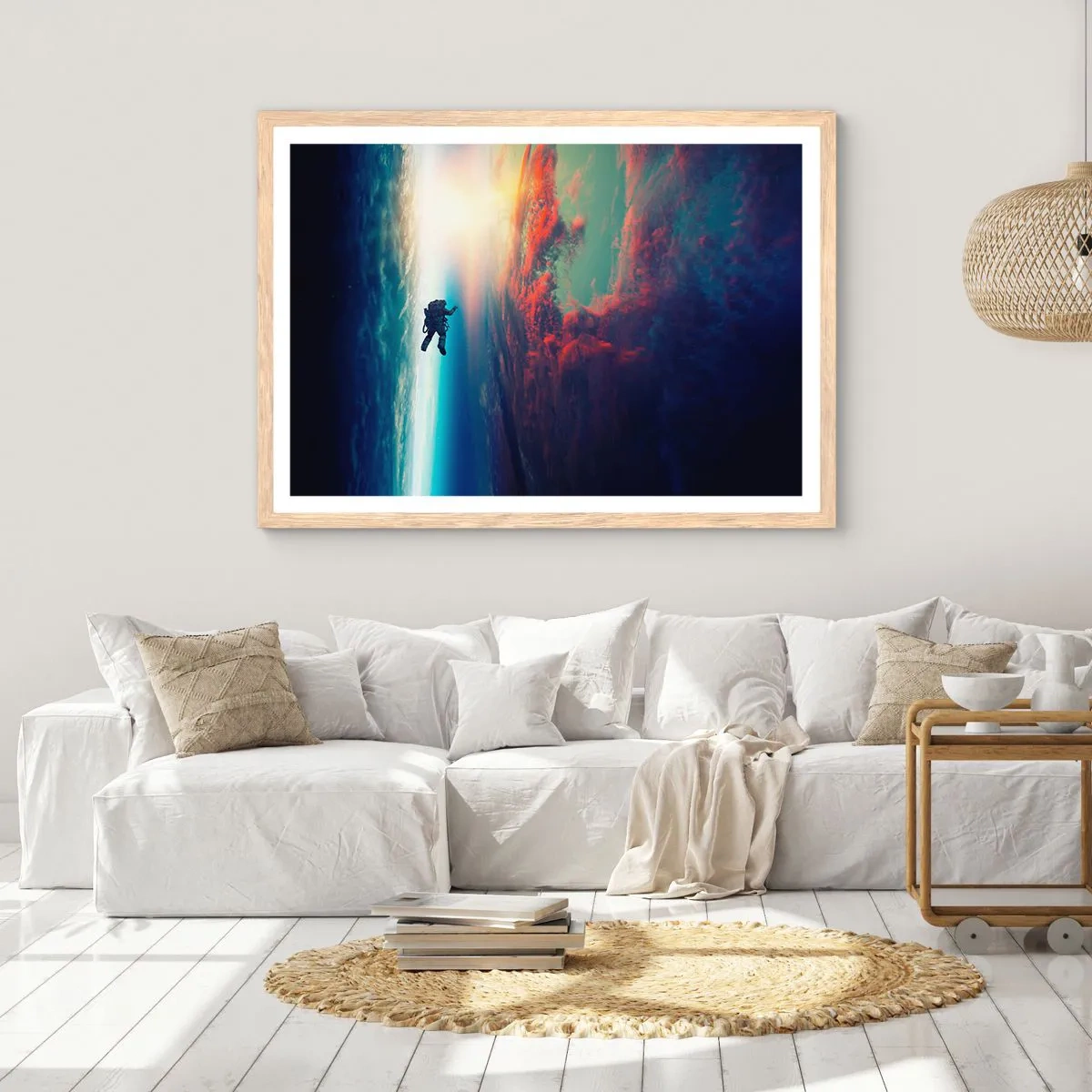 Plagát v ráme zo svetlého duba - Tvárou v tvár vesmíru - 91x61 cm