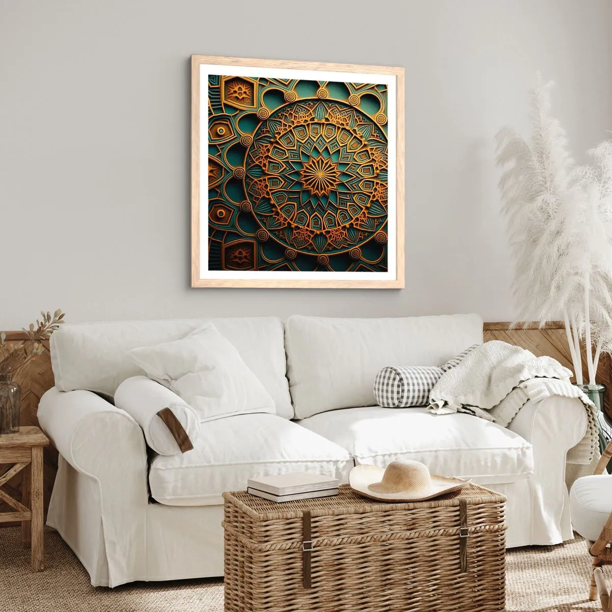 Plagát v ráme zo svetlého duba - V arabskom štýle - 30x30 cm