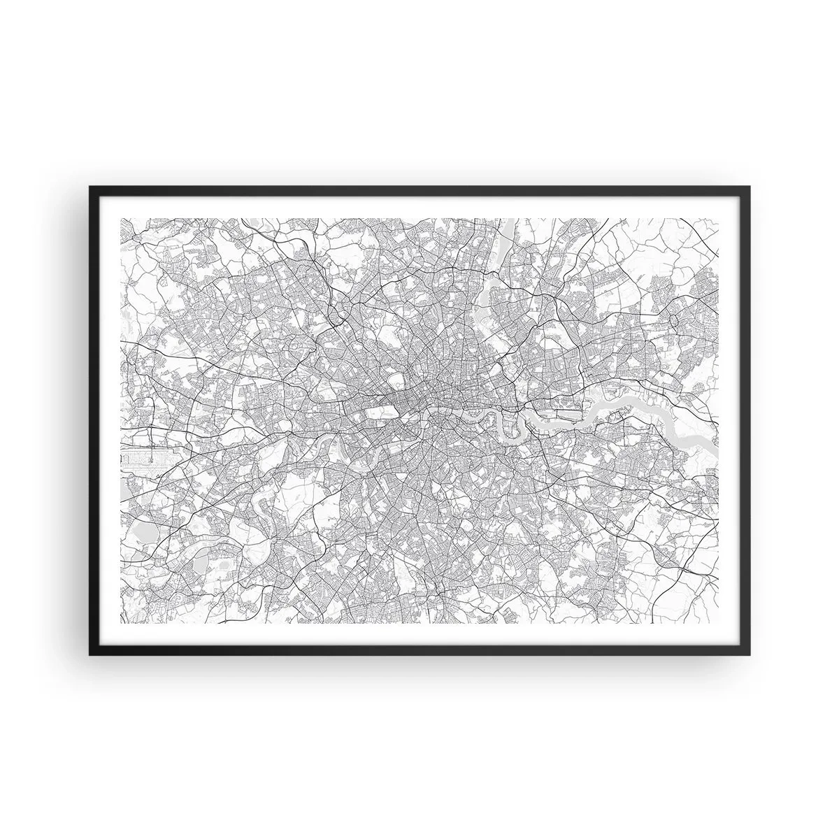 Plagát v čiernom ráme - Mapa londýnskeho labyrintu - 100x70 cm