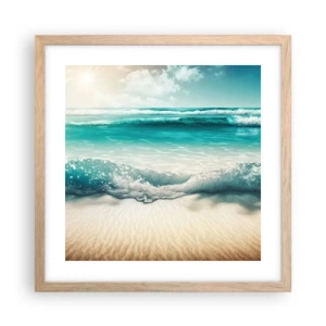 Plagát v ráme zo svetlého duba - Kľud oceánu - 40x40 cm