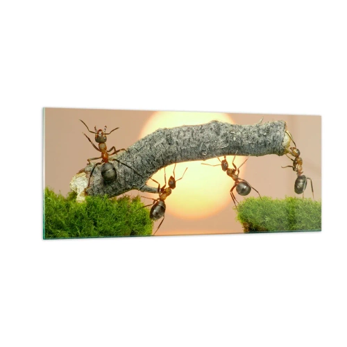 Obraz na skle - Radostná, spoločná práca - 100x40 cm
