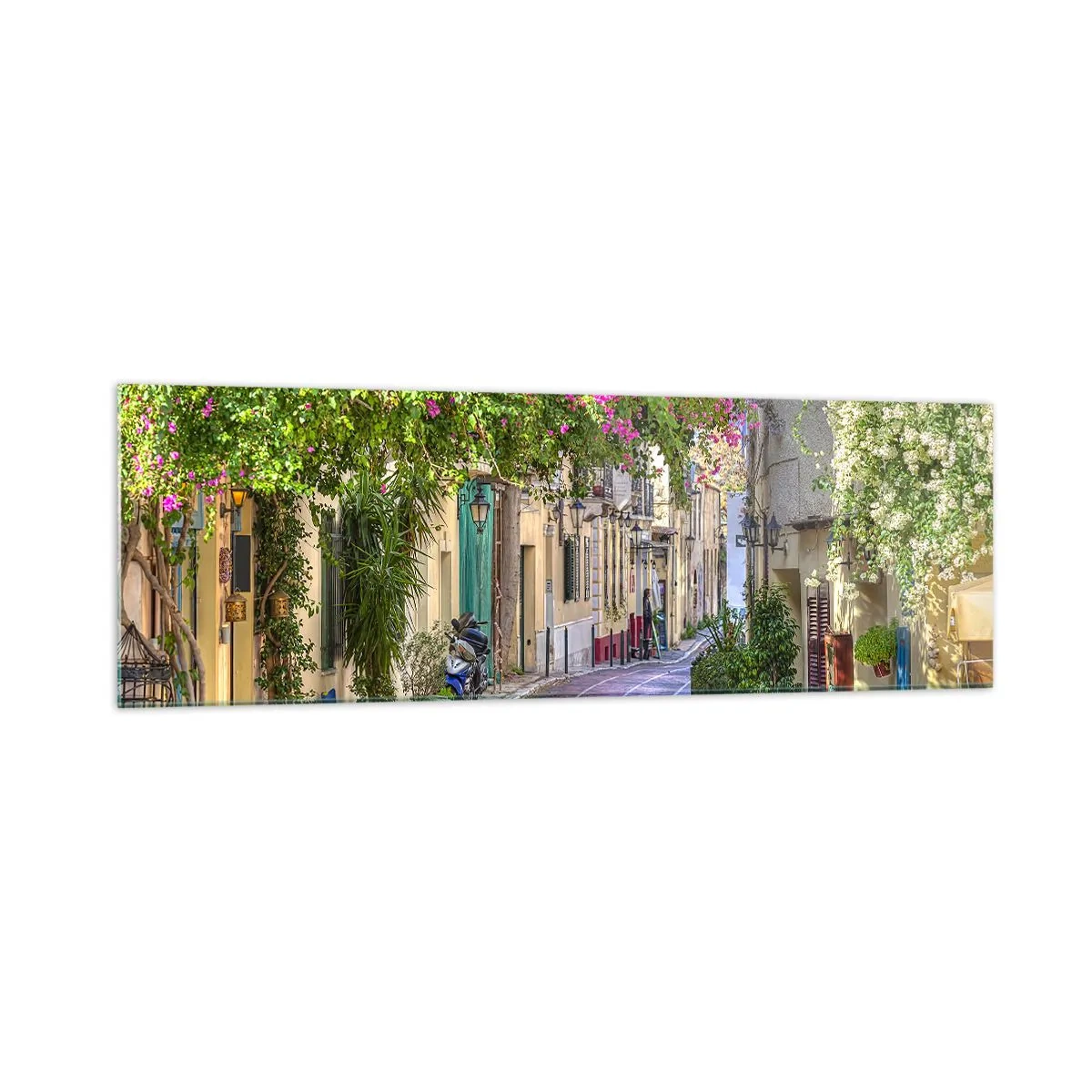 Obraz na skle - Kvitnúce zákutie - 160x50 cm