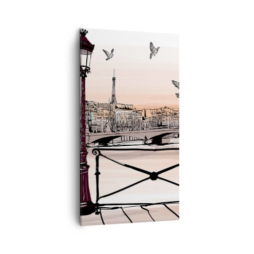 Obraz na plátne - Nad strechami Paríža - 45x80 cm