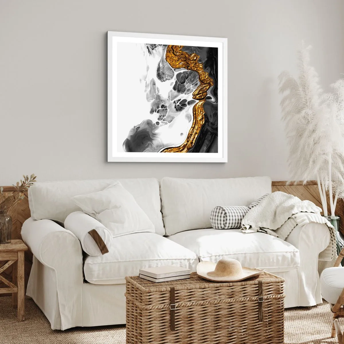 Plagát v bielom ráme - Organická kompozícia - 60x60 cm