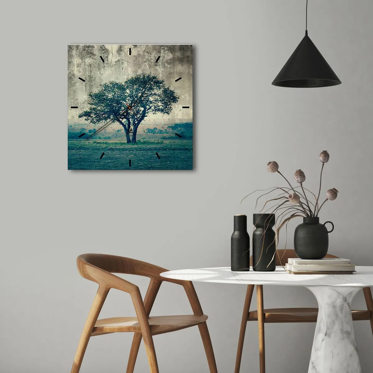 Nástenné hodiny - Jabloň na modrom poli? - 40x40 cm