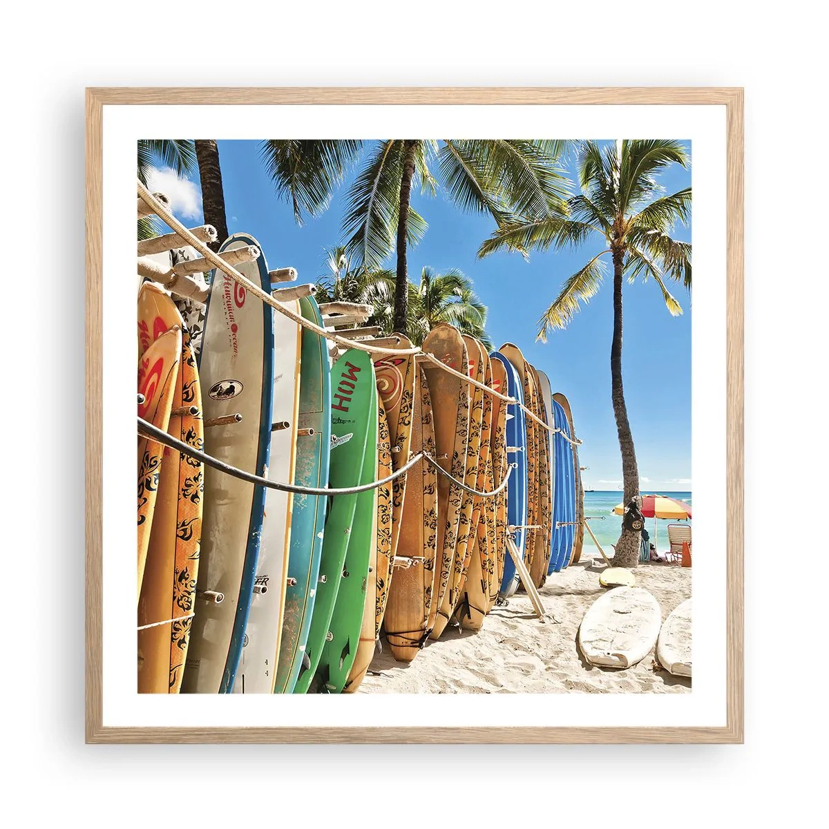 Plagát v ráme zo svetlého duba - Slnečná zábava - 60x60 cm