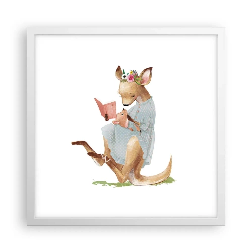 Plagát v bielom ráme - Prečítaj mi, mama - 40x40 cm