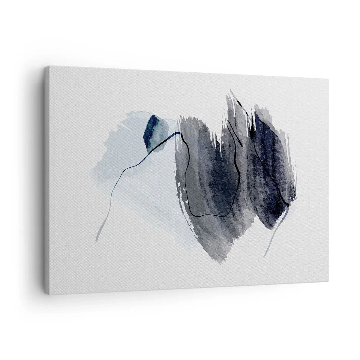 Obraz na plátne - Abstraktná kompozícia v odtieňoch sivej a modrej - 70x50cm - Intenzita a pohyb - Moderná nástenná dekorácia do obývacej izby a spálne ARTTOR