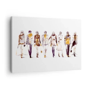 Obraz na plátne - Náčrt skupiny ľudí v módnych outfitoch - 70x50cm - Nevynútená a voľná elegancia - Moderná nástenná dekorácia do obývacej izby a spálne ARTTOR
