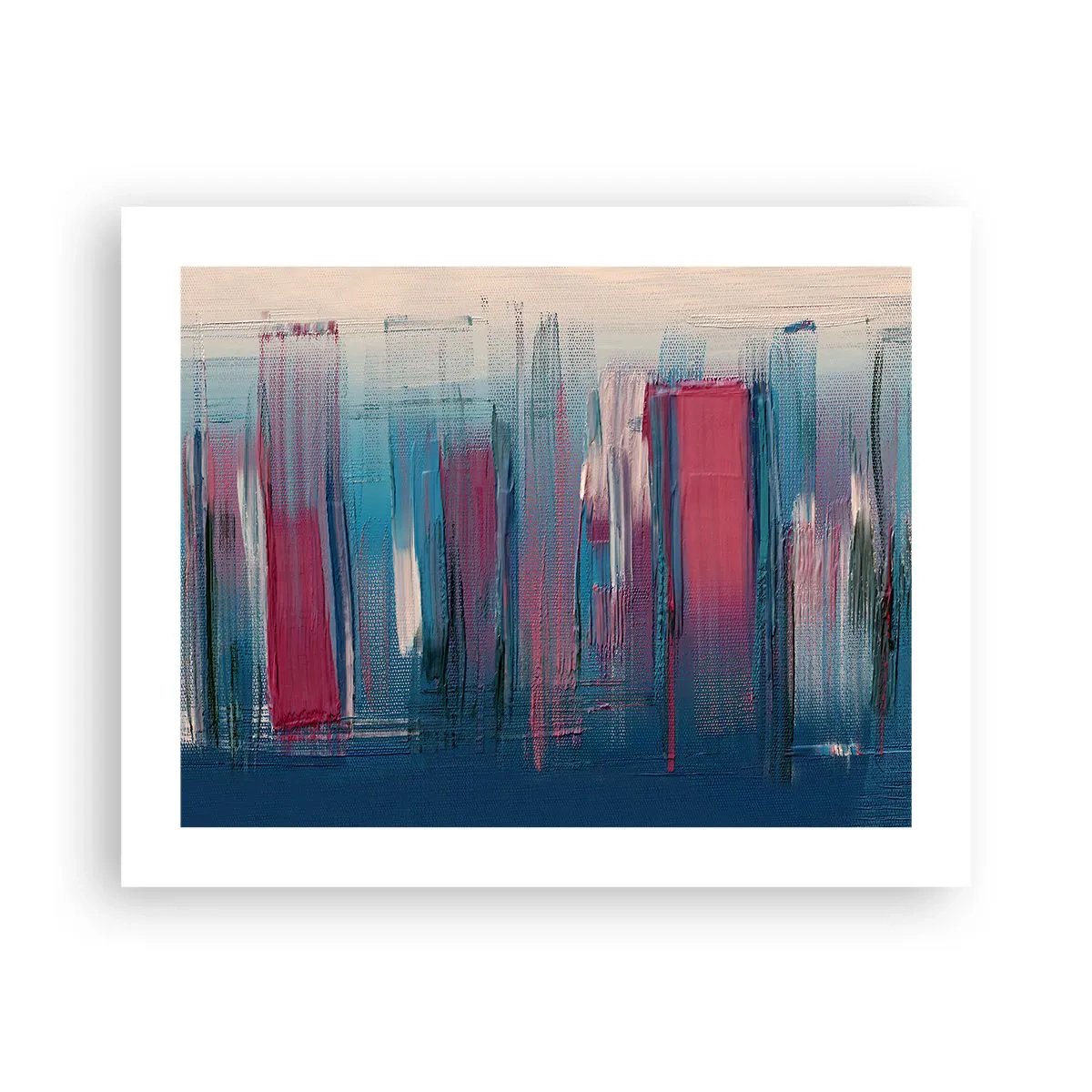 Plagát - Vertikálna kompozícia v modrej a červenej - 50x40 cm