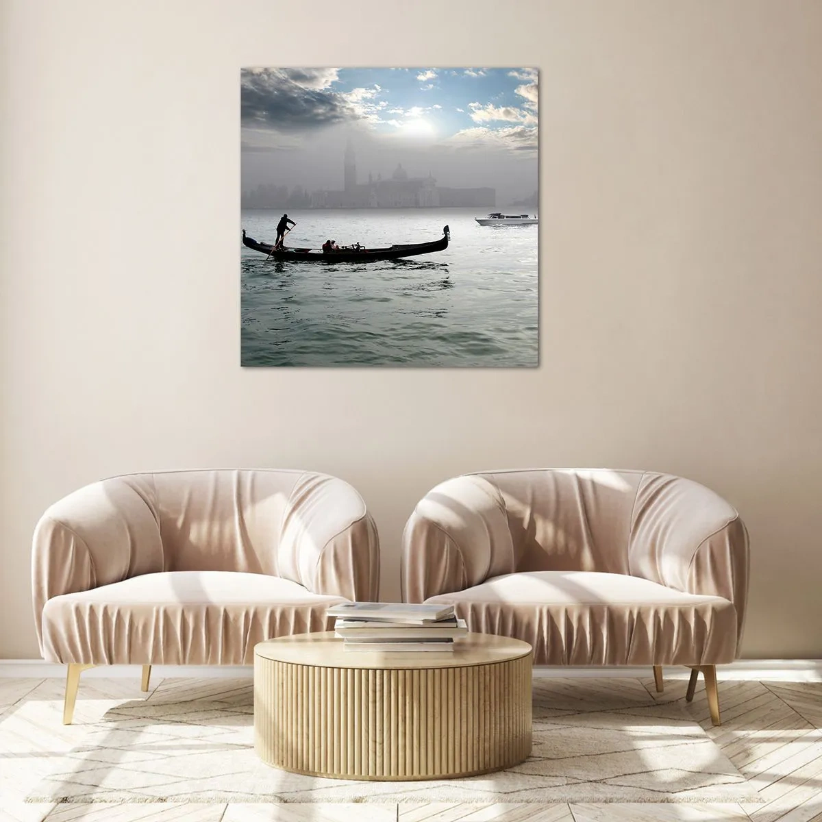 Obraz na skle - Rozprávkové mesto z vody a hmly - 70x70 cm
