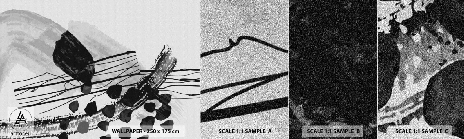 Vzorka fototapety Premium Sand - Čiernobiela organická abstrakcia - Abstrakcia, Moderné, Kus - 100x30 cm