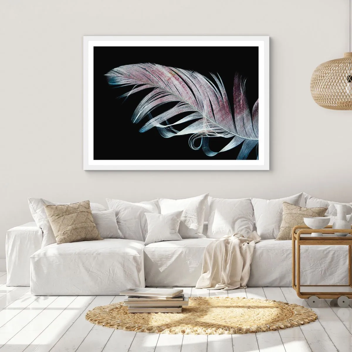 Plagát v bielom ráme - Premýšľajte o dotyku - 70x50 cm