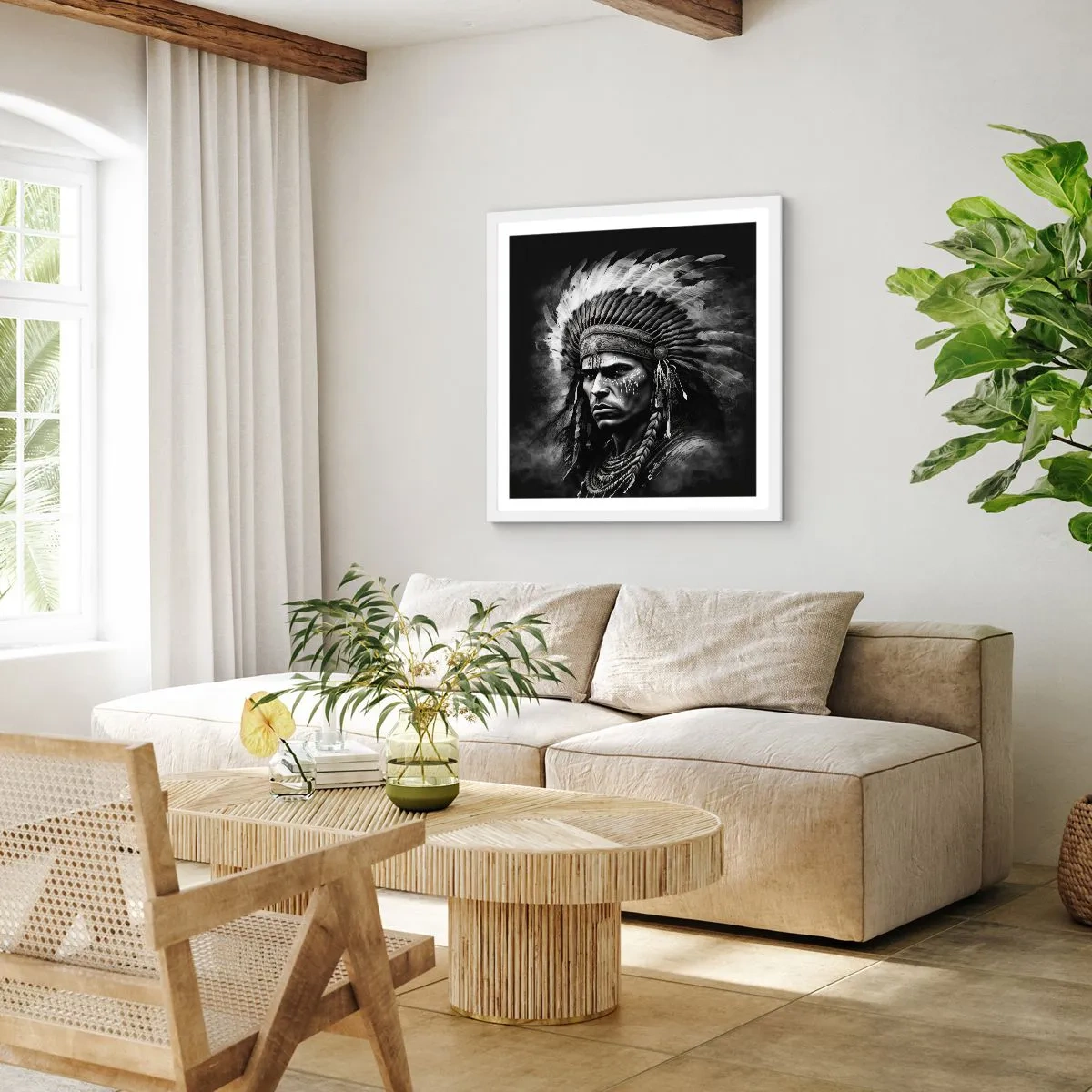 Plagát v bielom ráme - Vodca a bojovník - 50x50 cm