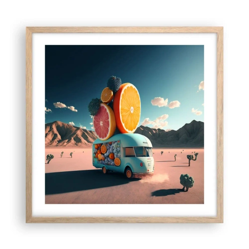 Plagát v ráme zo svetlého duba - Chuť prázdnin - 50x50 cm