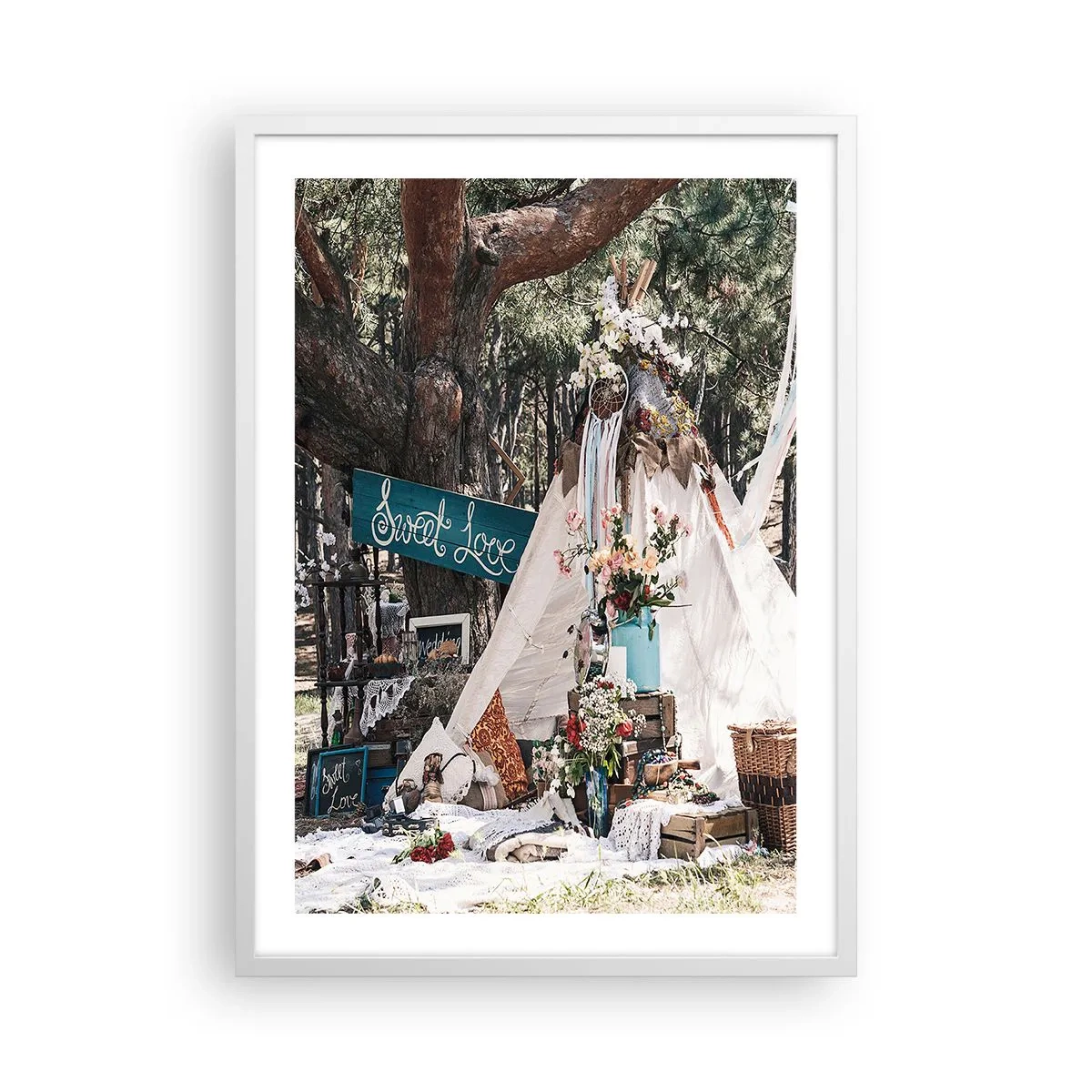 Plagát v bielom ráme - Make love… - 50x70 cm