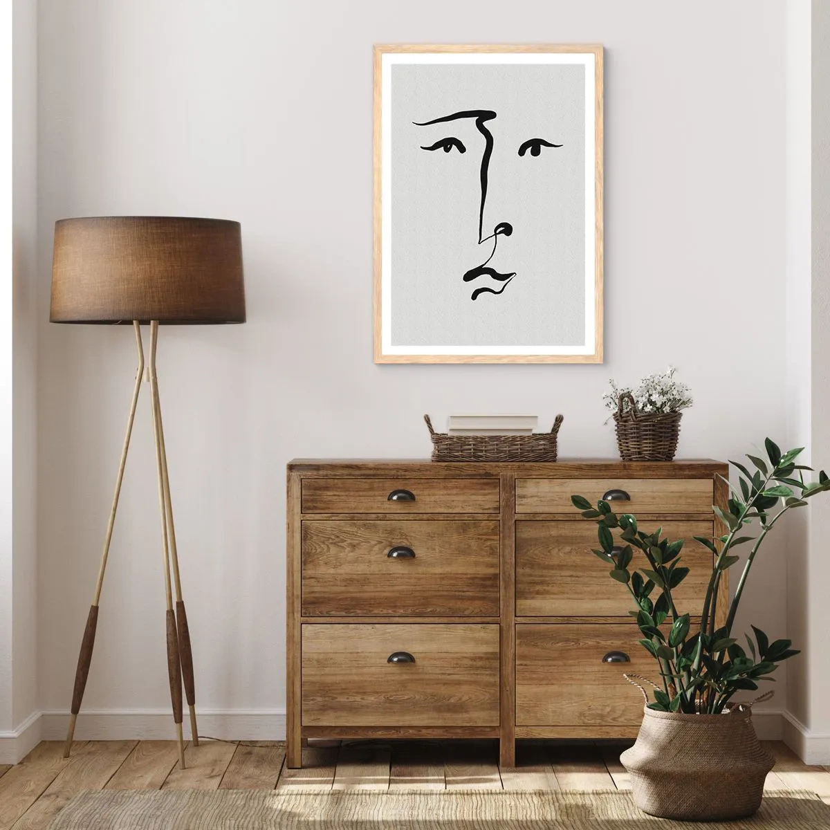 Plagát v ráme zo svetlého duba - Jednoduchý portrét - 70x100 cm