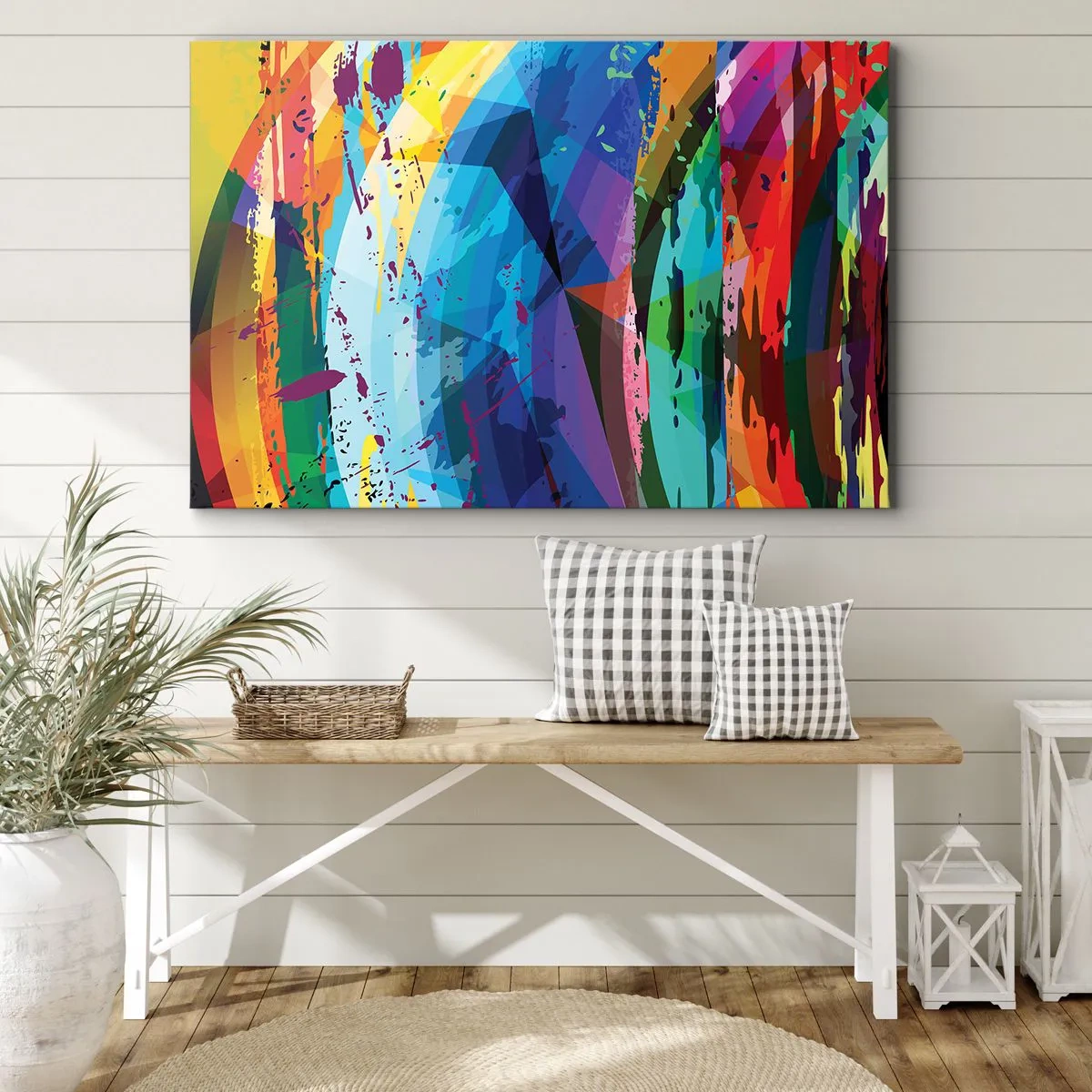 Obraz na plátne - Farebná abstrakcia v dynamických vzoroch a tvaroch - 70x50cm - Farebné závraty - Moderná nástenná dekorácia do obývacej izby a spálne ARTTOR