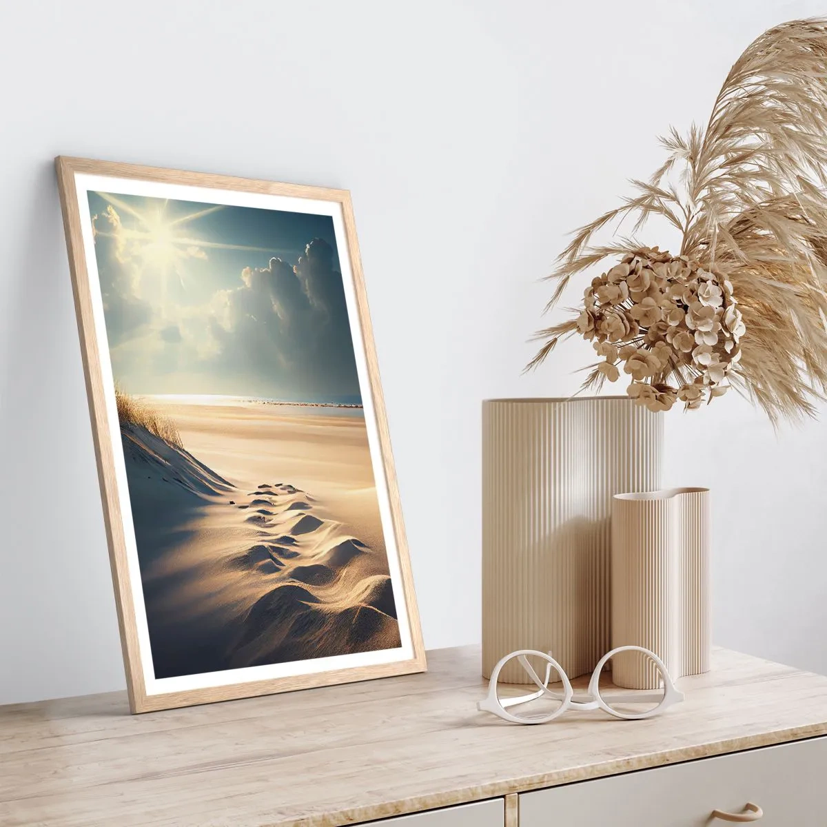 Plagát v ráme zo svetlého duba - Upokojujúca krajina - 30x40 cm
