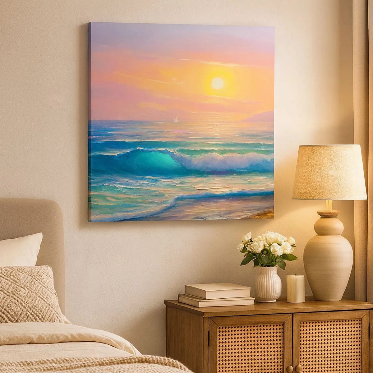 Obraz na plátne - Tyrkysová pieseň vĺn - 30x30 cm