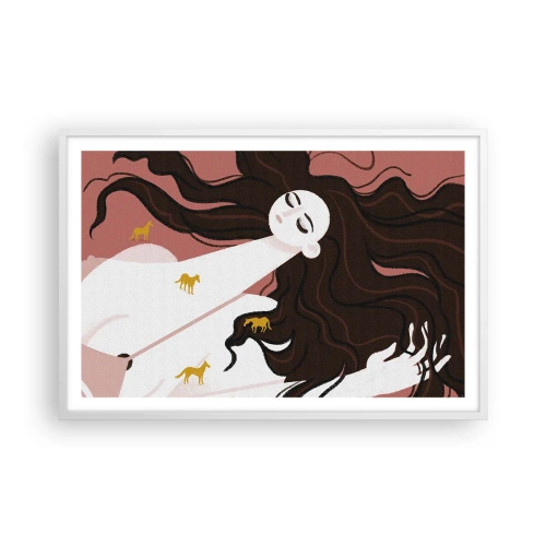 Plagát v bielom ráme - Sen o zlatom koni - 91x61 cm