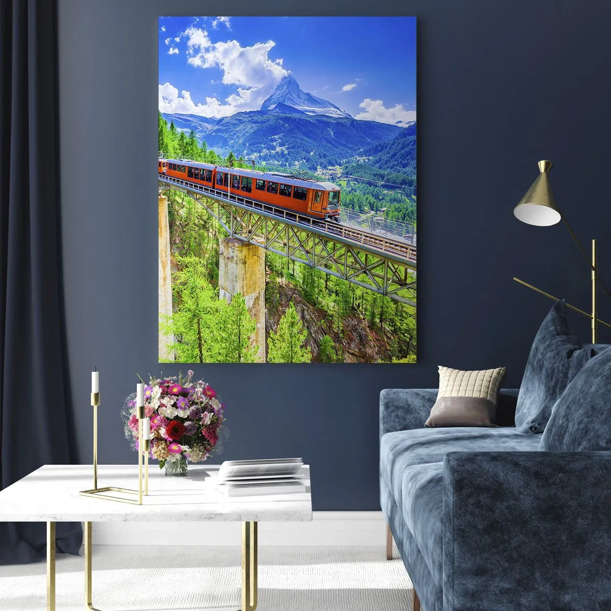 Obraz na skle - Alpská železnica - 80x120 cm