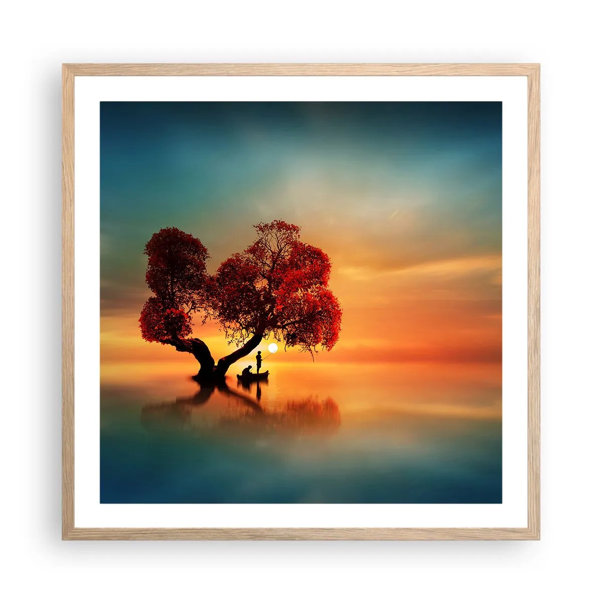 Plagát v ráme zo svetlého duba - Voda a ticho vesmíru - 60x60 cm