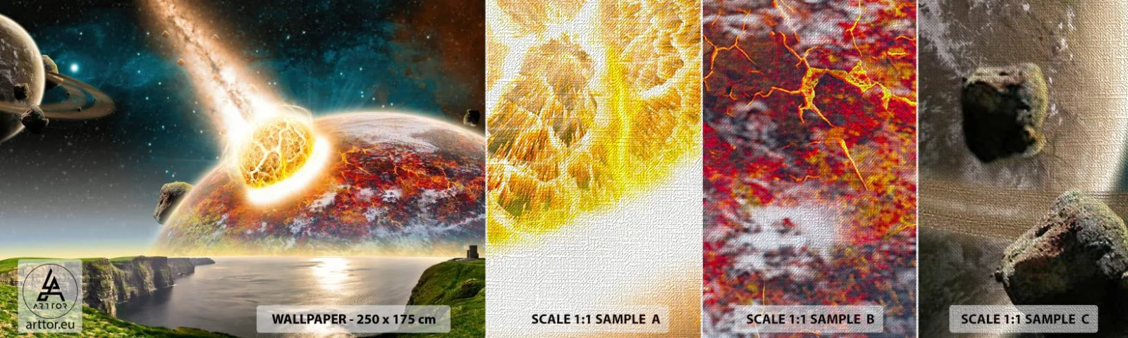 Vzorka fototapety Premium Canvas - Vesmírna dráma - Abstrakcia, Krajina, Kozmos - 100x30 cm