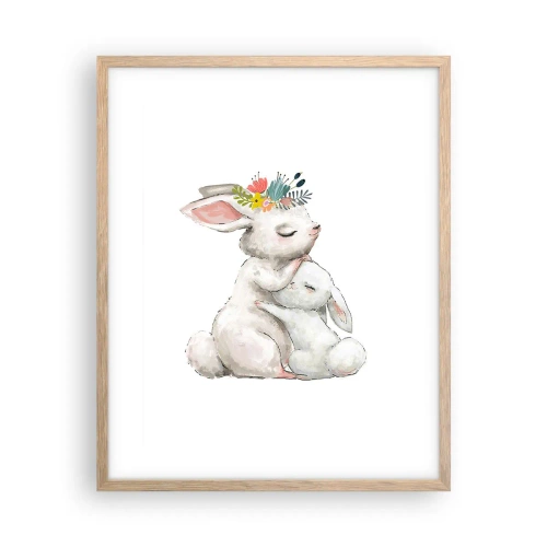 Plagát v ráme zo svetlého duba - Najlepšie je u mamy - 40x50 cm